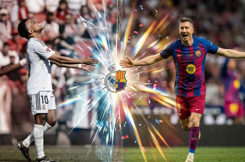 mbappe frustrado y lewandoski celebrando LaLiga