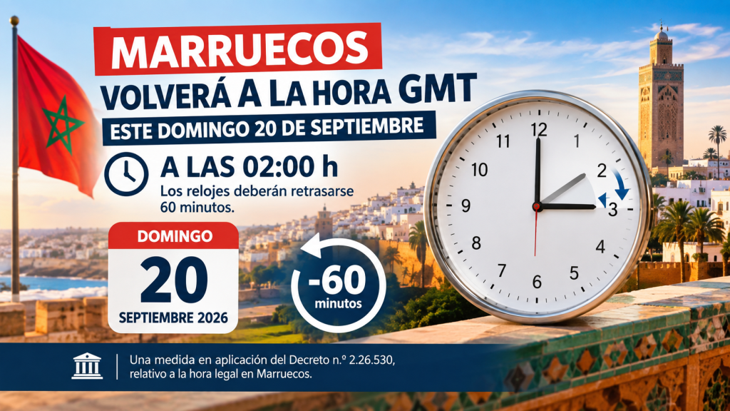 Marruecos vuelve a la hora GMT el 20 de septiembre de 2026